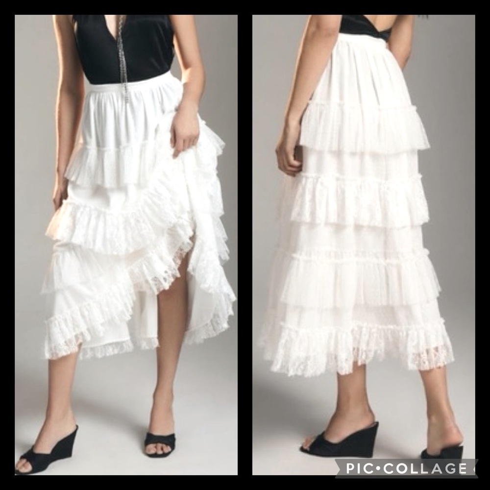 Anthropologie White Skirt